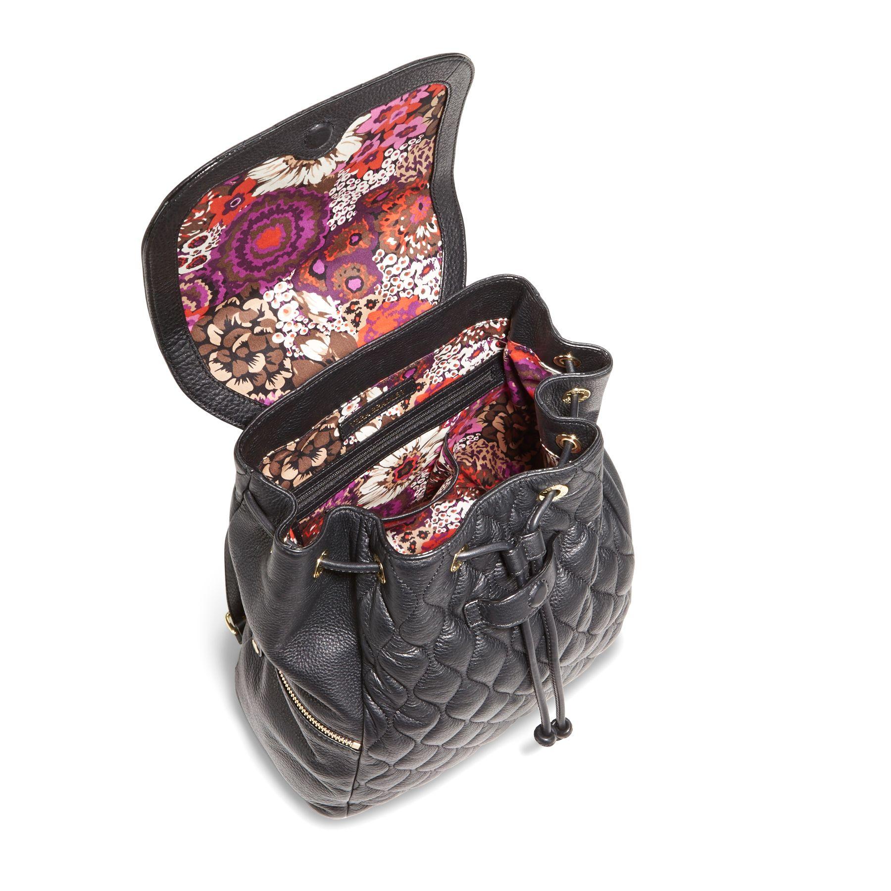 Vera Bradley Leather Leighton Backpack in Black Lyst